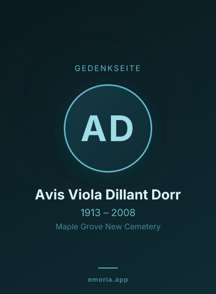 Gedenkportrait von Avis Viola Dillant Dorr