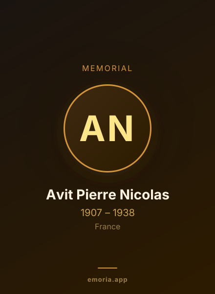 Memorial portrait of Avit Pierre Nicolas