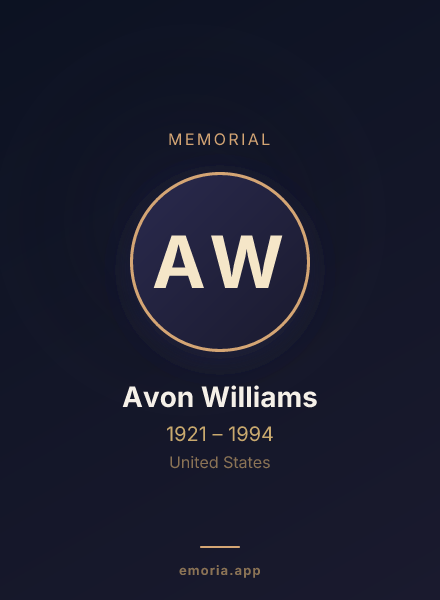 Memorial portrait of Avon Williams