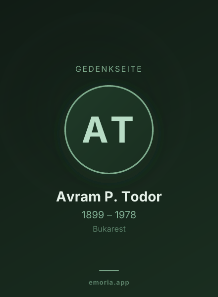 Gedenkportrait von Avram P. Todor