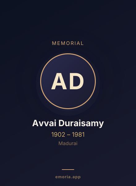 Memorial portrait of Avvai Duraisamy