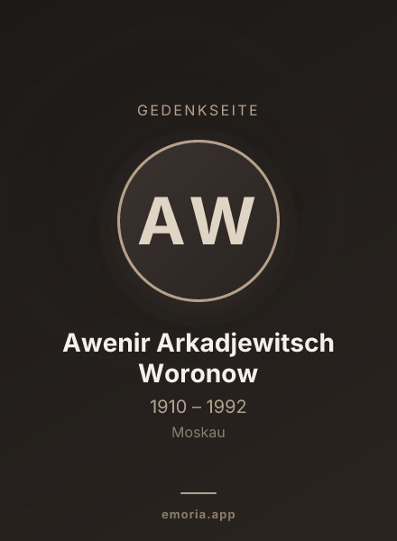 Gedenkportrait von Awenir Arkadjewitsch Woronow