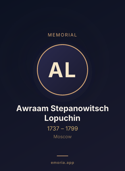 Memorial portrait of Awraam Stepanowitsch Lopuchin