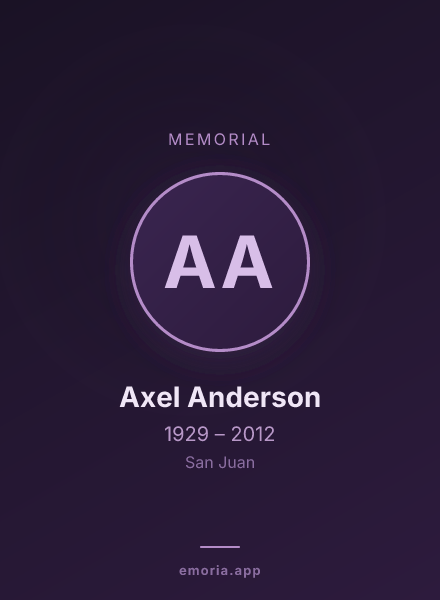 Memorial portrait of Axel Anderson