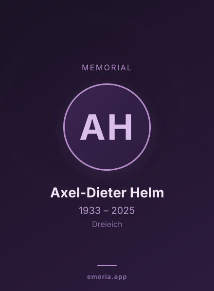 Memorial portrait of Axel-Dieter Helm