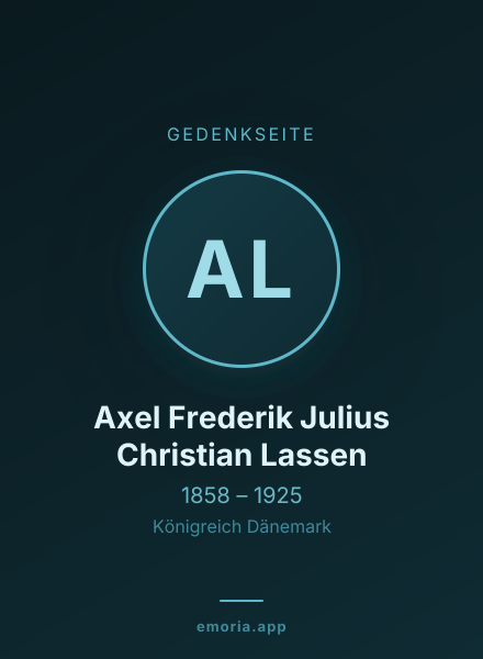 Gedenkportrait von Axel Frederik Julius Christian Lassen