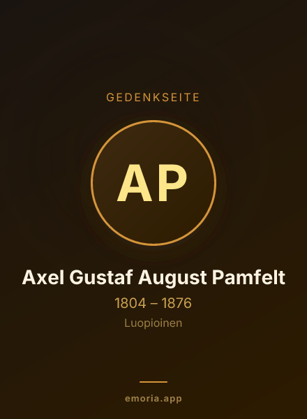 Gedenkportrait von Axel Gustaf August Pamfelt