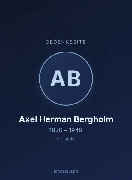Gedenkportrait von Axel Herman Bergholm
