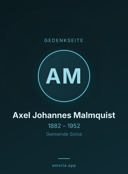Gedenkportrait von Axel Johannes Malmquist