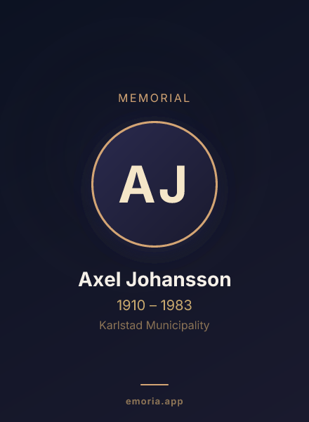 Memorial portrait of Axel Johansson