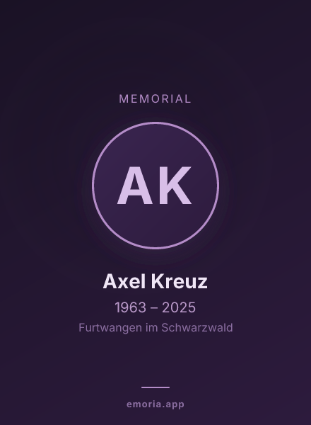 Memorial portrait of Axel Kreuz