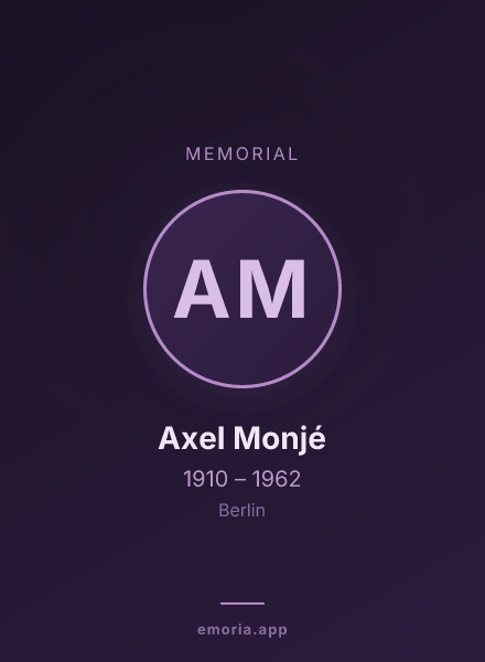 Memorial portrait of Axel Monjé