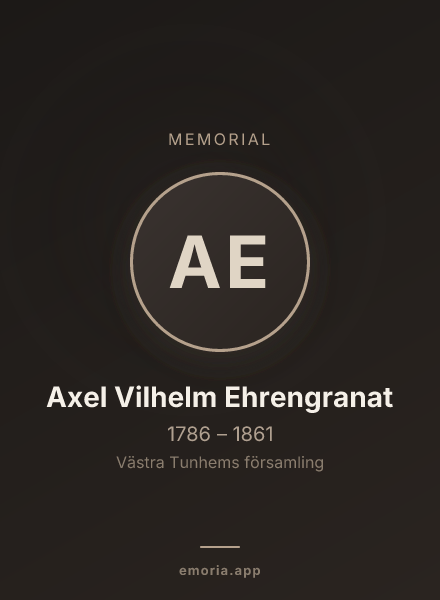 Memorial portrait of Axel Vilhelm Ehrengranat