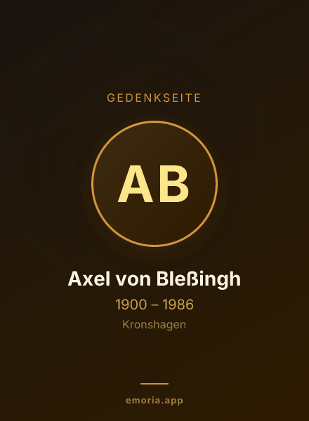 Gedenkportrait von Axel von Bleßingh
