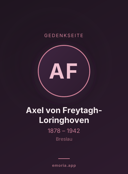 Gedenkportrait von Axel von Freytagh-Loringhoven