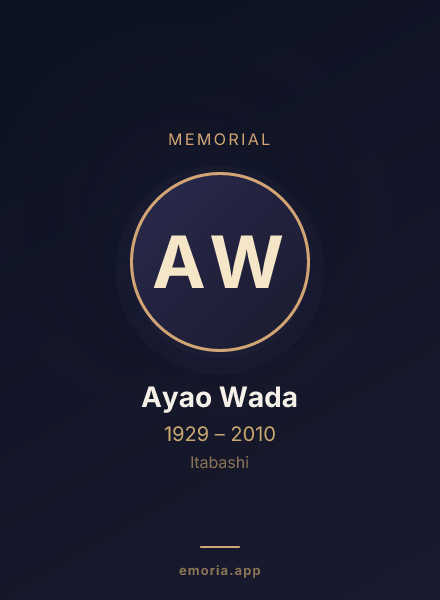 Memorial portrait of Ayao Wada