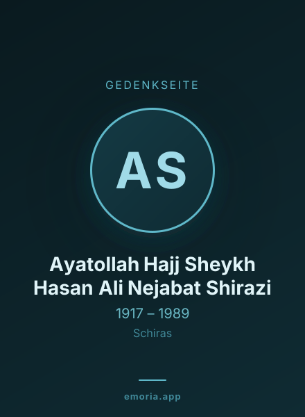 Gedenkportrait von Ayatollah Hajj Sheykh Hasan Ali Nejabat Shirazi