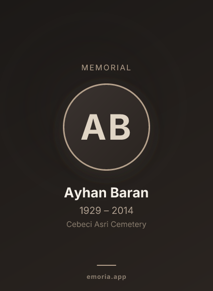 Memorial portrait of Ayhan Baran