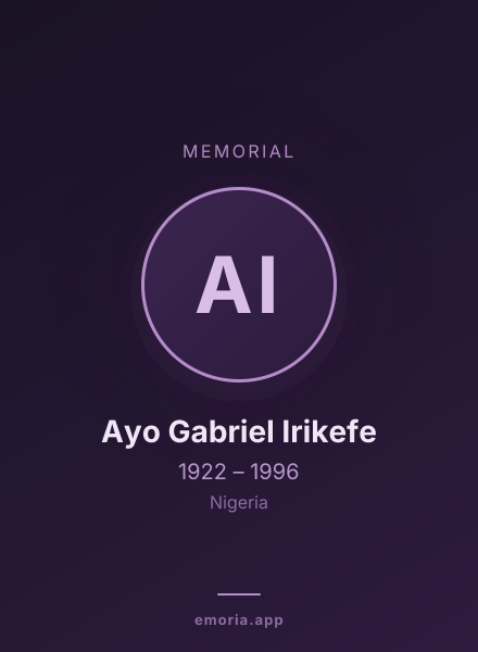 Memorial portrait of Ayo Gabriel Irikefe
