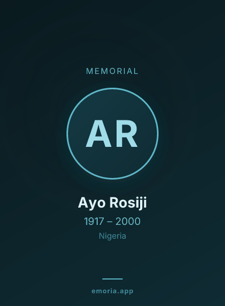 Memorial portrait of Ayo Rosiji