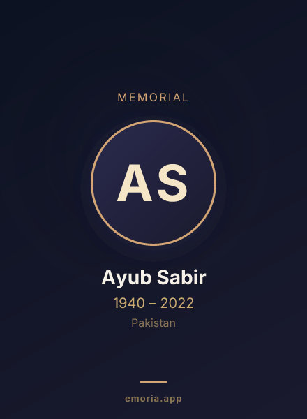 Memorial portrait of Ayub Sabir