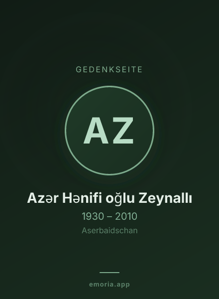 Gedenkportrait von Azər Hənifi oğlu Zeynallı