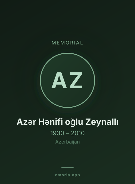 Memorial portrait of Azər Hənifi oğlu Zeynallı