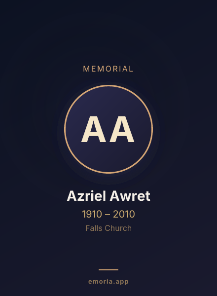 Memorial portrait of Azriel Awret