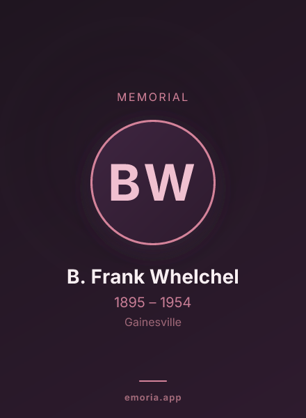 Memorial portrait of B. Frank Whelchel