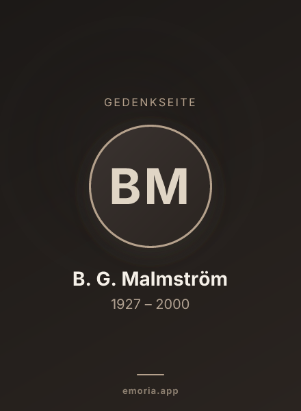 Gedenkportrait von B. G. Malmström