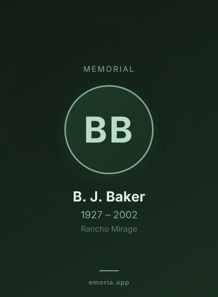 Memorial portrait of B. J. Baker