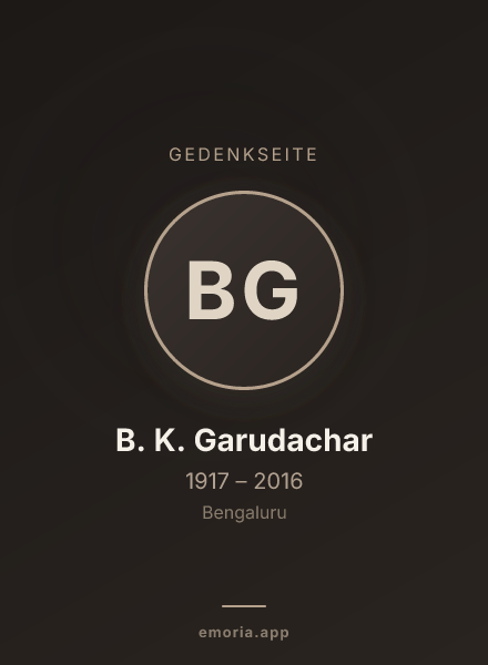 Gedenkportrait von B. K. Garudachar