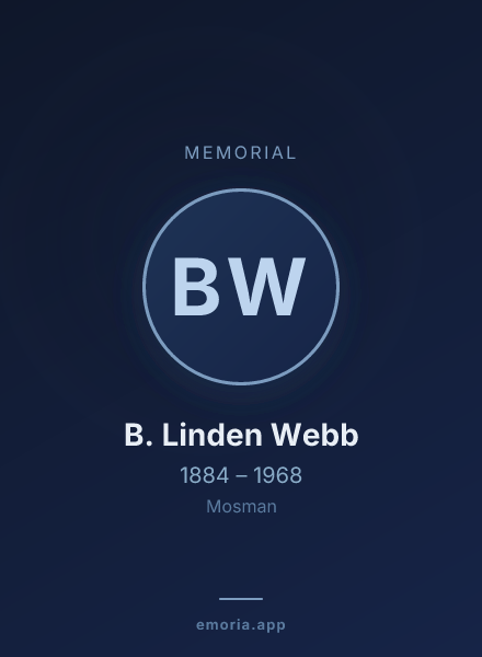 Memorial portrait of B. Linden Webb