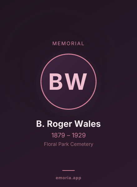 Memorial portrait of B. Roger Wales