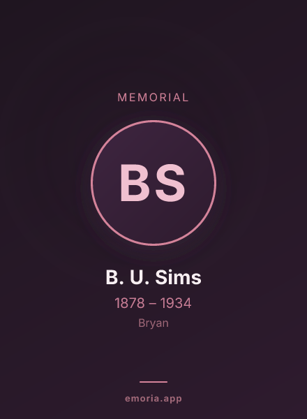 Memorial portrait of B. U. Sims