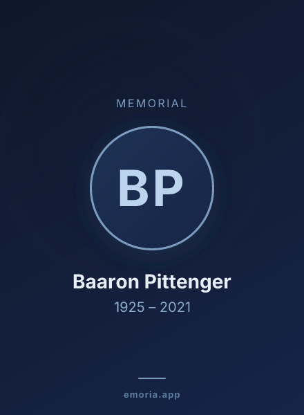 Memorial portrait of Baaron Pittenger
