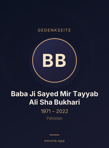 Gedenkportrait von Baba Ji Sayed Mir Tayyab Ali Sha Bukhari