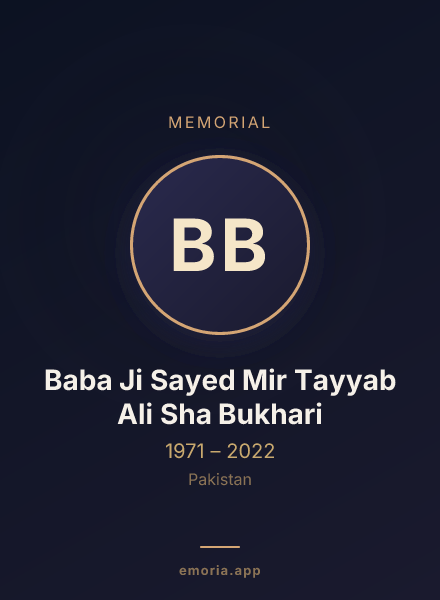 Memorial portrait of Baba Ji Sayed Mir Tayyab Ali Sha Bukhari