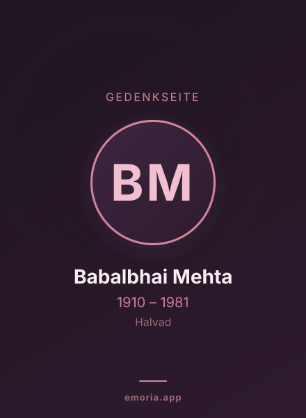 Gedenkportrait von Babalbhai Mehta