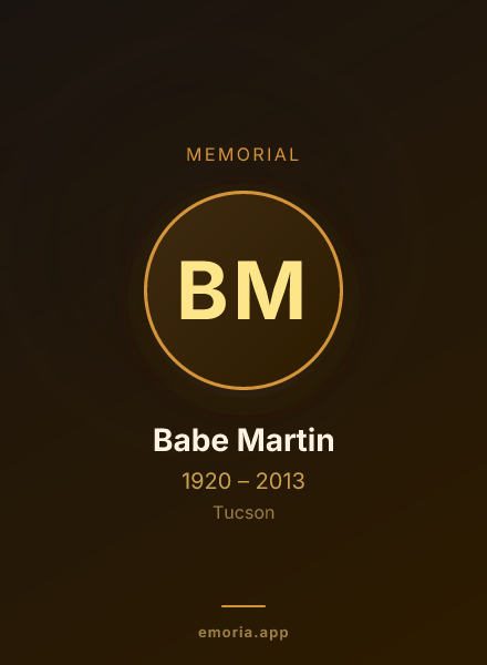 Memorial portrait of Babe Martin