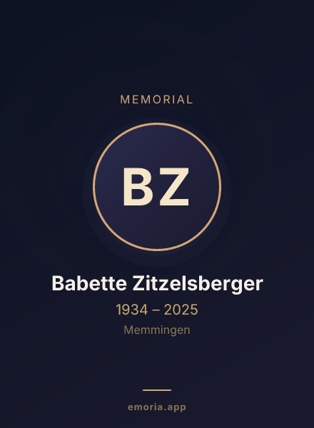 Memorial portrait of Babette Zitzelsberger