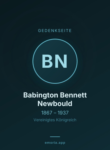 Gedenkportrait von Babington Bennett Newbould