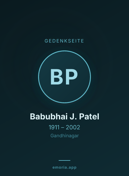 Gedenkportrait von Babubhai J. Patel