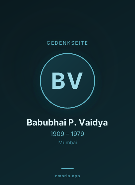 Gedenkportrait von Babubhai P. Vaidya