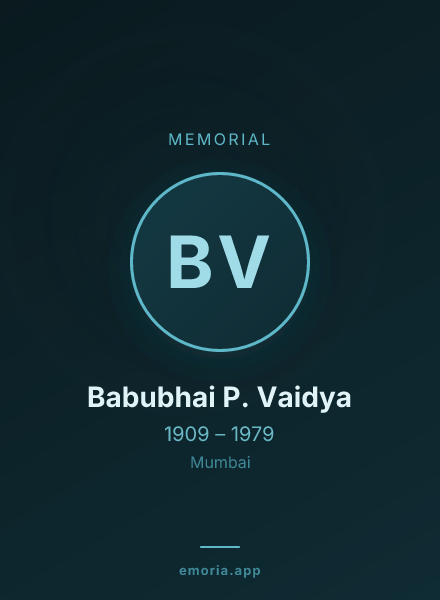 Memorial portrait of Babubhai P. Vaidya