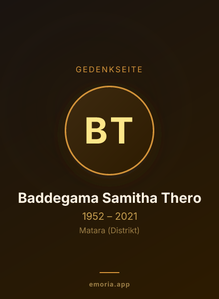 Gedenkportrait von Baddegama Samitha Thero