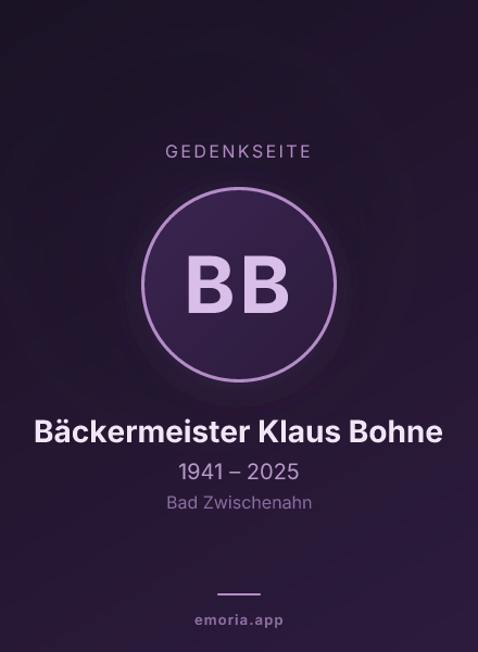 Gedenkportrait von Bäckermeister Klaus Bohne