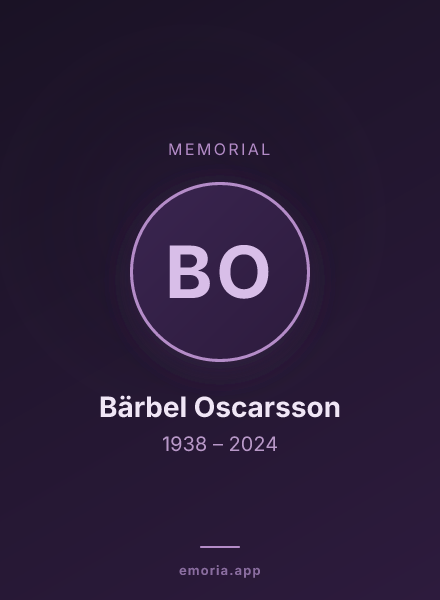 Memorial portrait of Bärbel Oscarsson