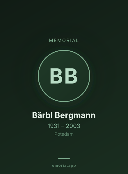 Memorial portrait of Bärbl Bergmann