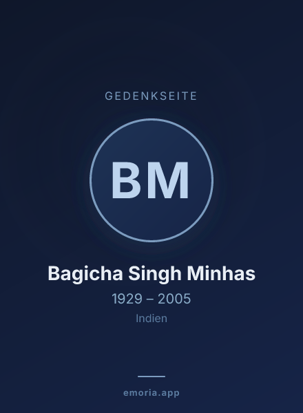 Gedenkportrait von Bagicha Singh Minhas